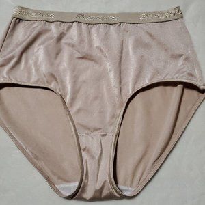 Vintage Breezies Shiny High Waisted Logo Band Bikini Cut Panty Size 9 #P9
